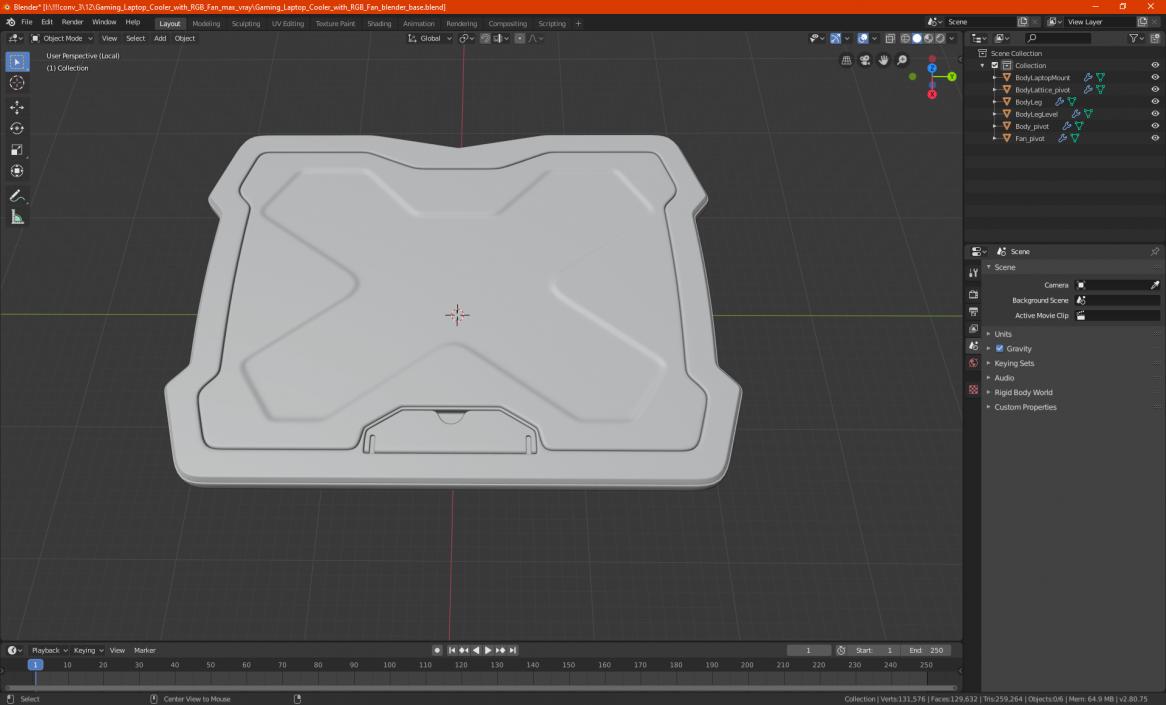 Gaming Laptop Cooling Pad On State 3D model