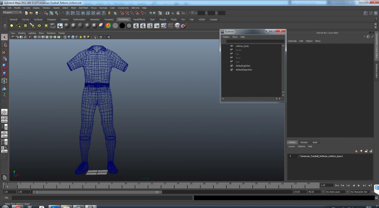 3D American Football Referee Uniform model