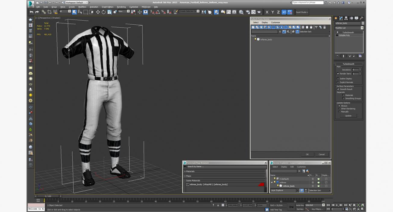 3D American Football Referee Uniform model