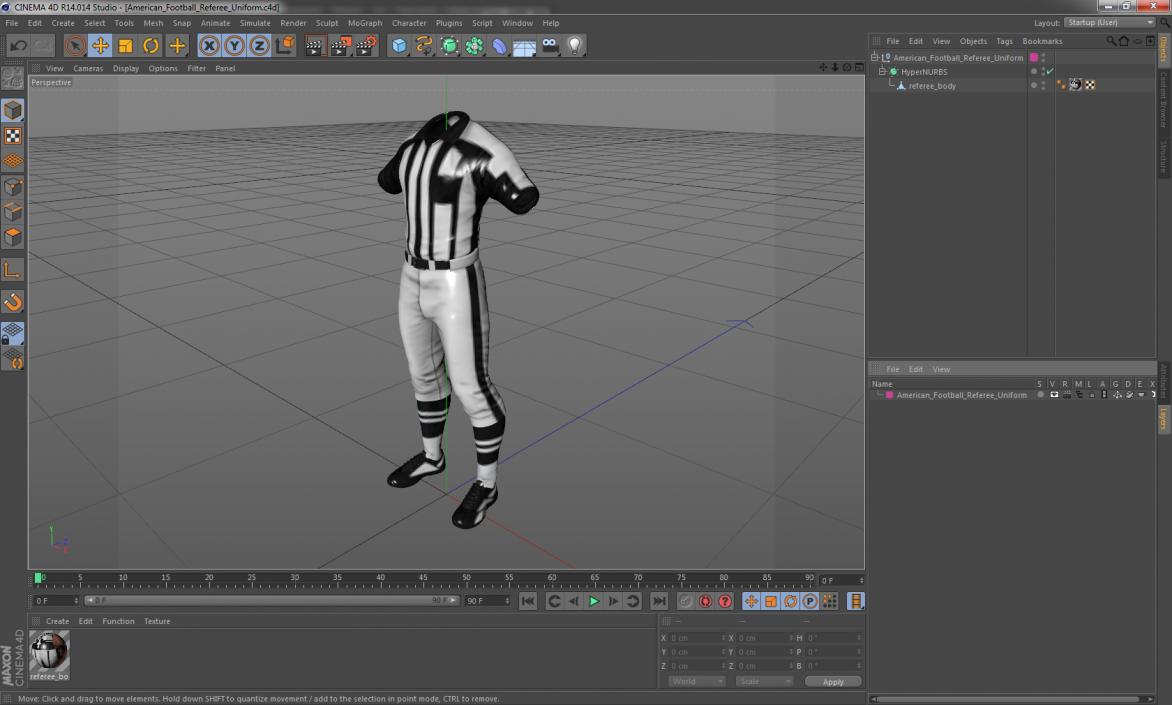 3D American Football Referee Uniform model