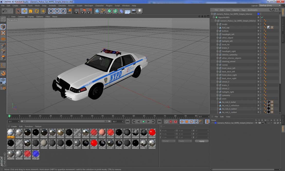 3D Generic Police Car NYPD Simple Interior 2