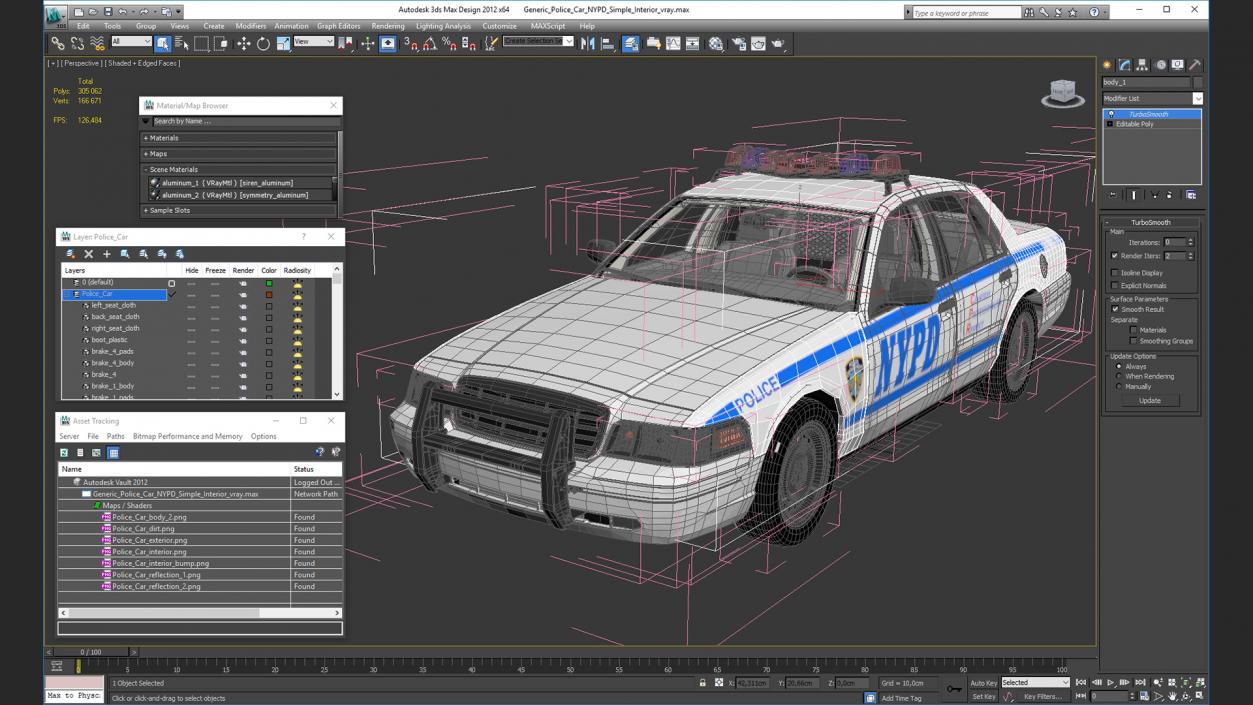 3D Generic Police Car NYPD Simple Interior 2