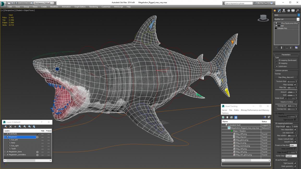 3D Megalodon Rigged