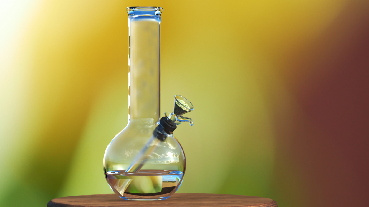 3D model Round Glass Bong with Cannabis