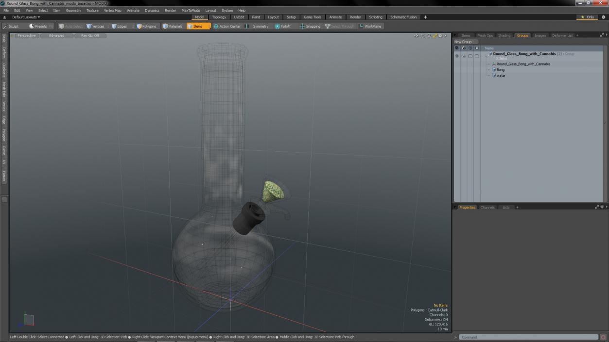3D model Round Glass Bong with Cannabis