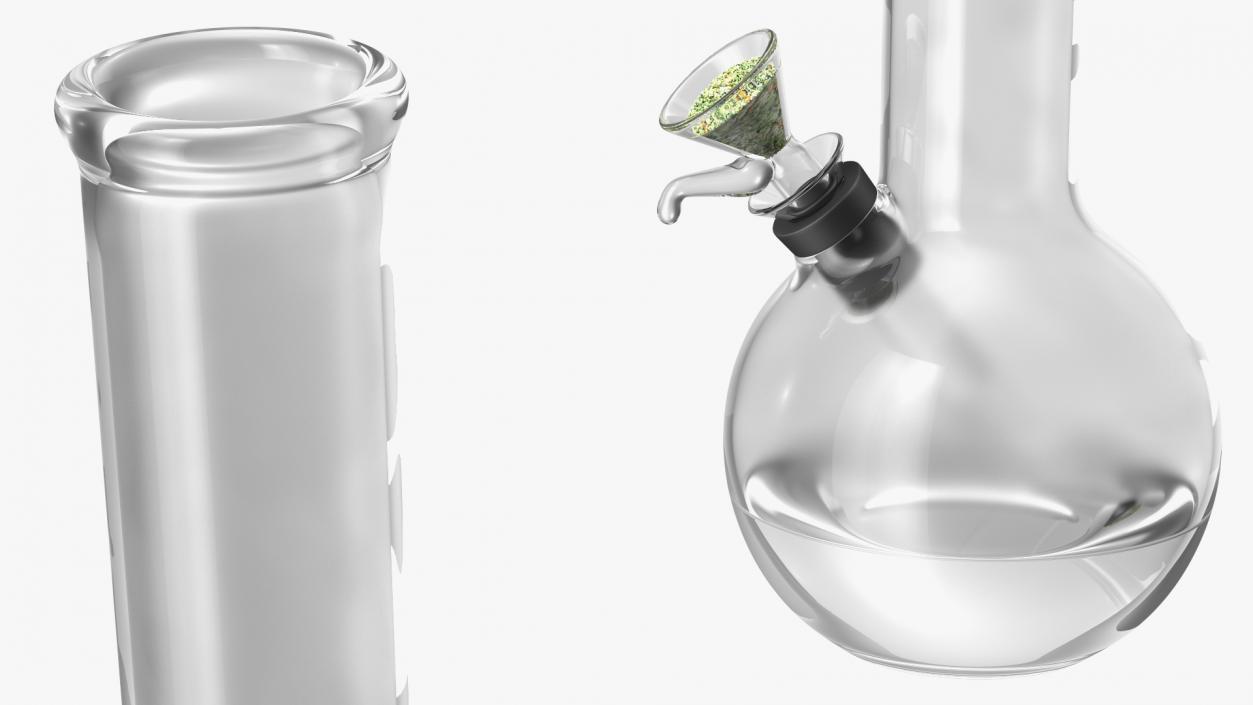 3D model Round Glass Bong with Cannabis