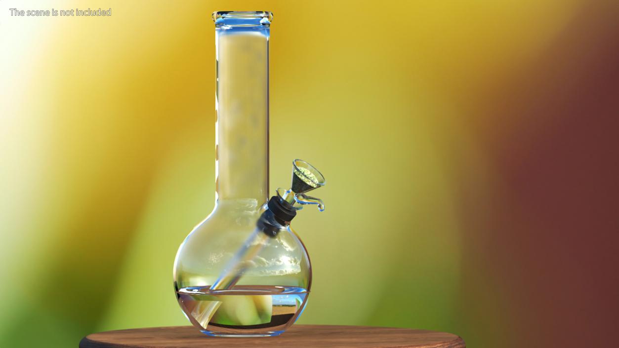 3D model Round Glass Bong with Cannabis