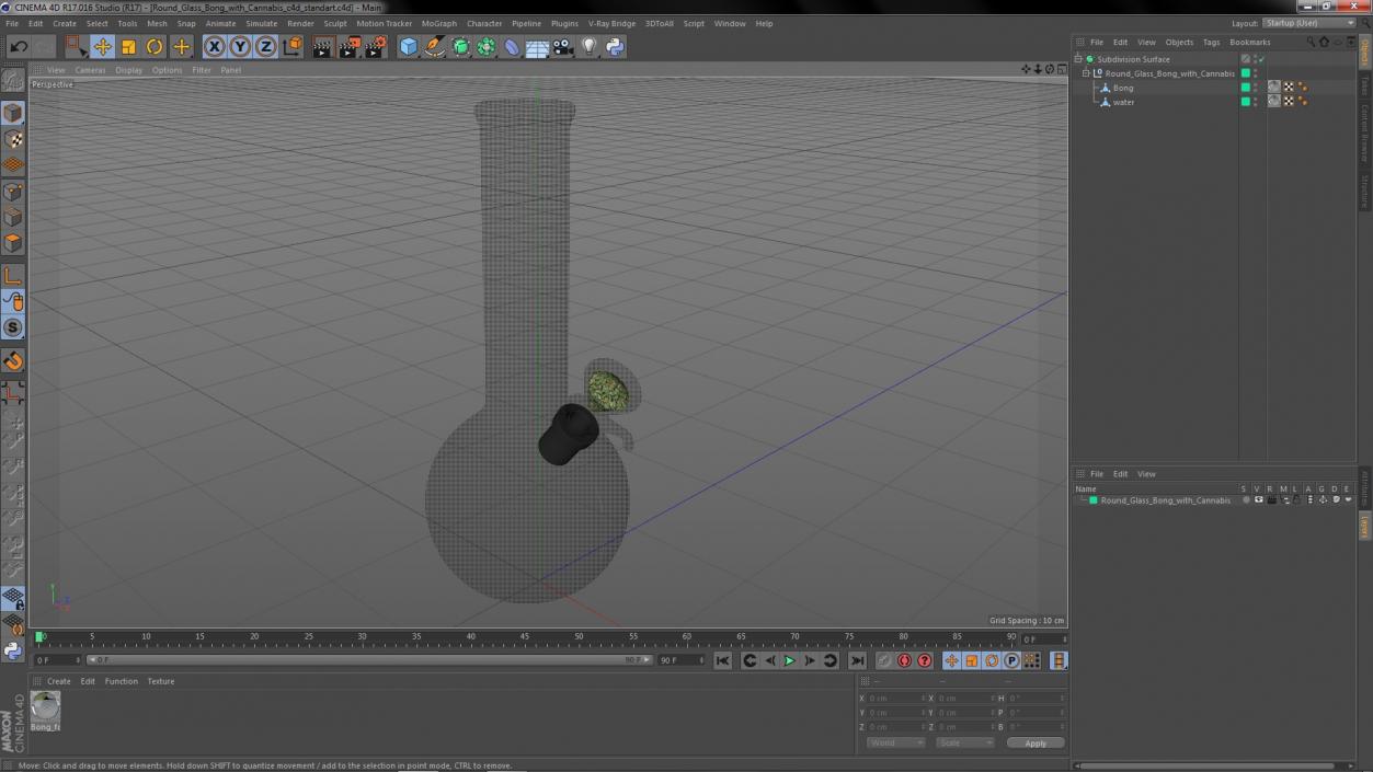 3D model Round Glass Bong with Cannabis