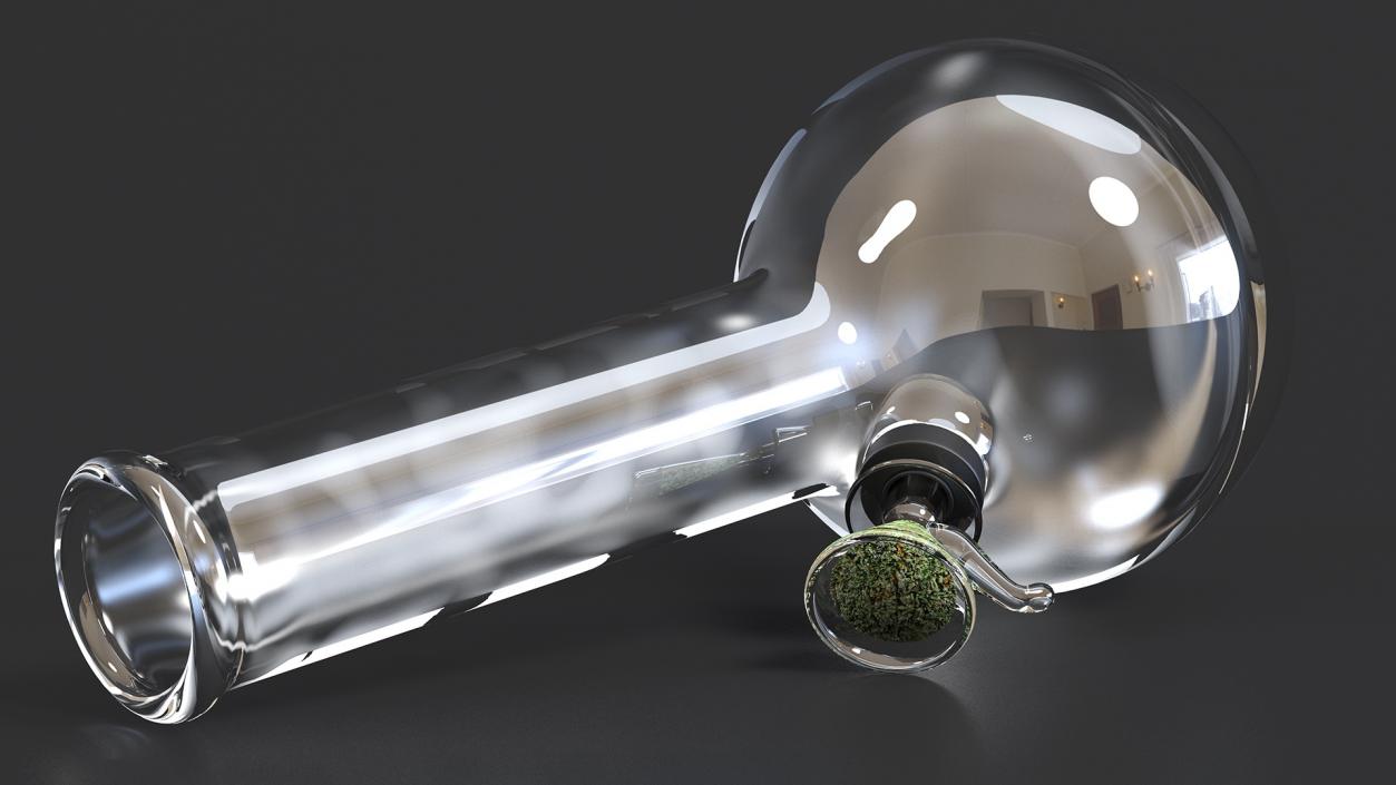 3D model Round Glass Bong with Cannabis