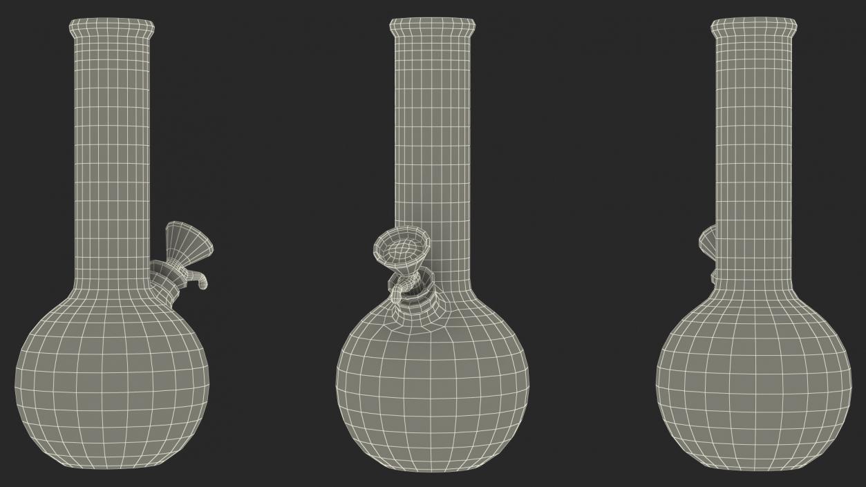 3D model Round Glass Bong with Cannabis