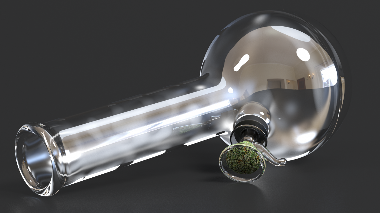 3D model Round Glass Bong with Cannabis