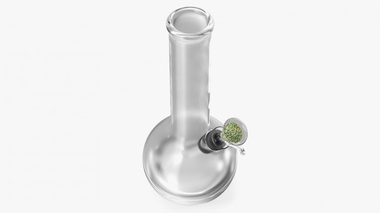 3D model Round Glass Bong with Cannabis