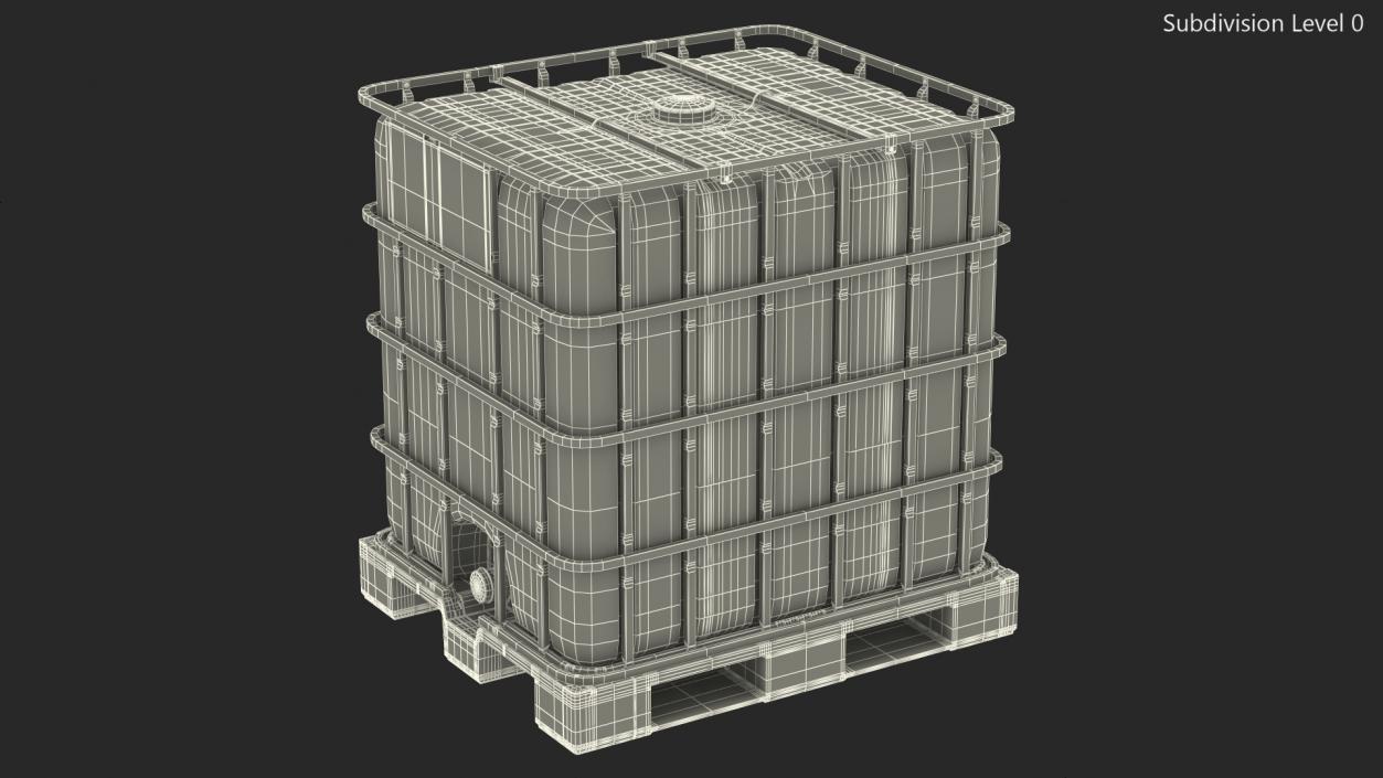 3D model Kruizinga IBC Fluid Container 1000 Litre Plastic Pallet