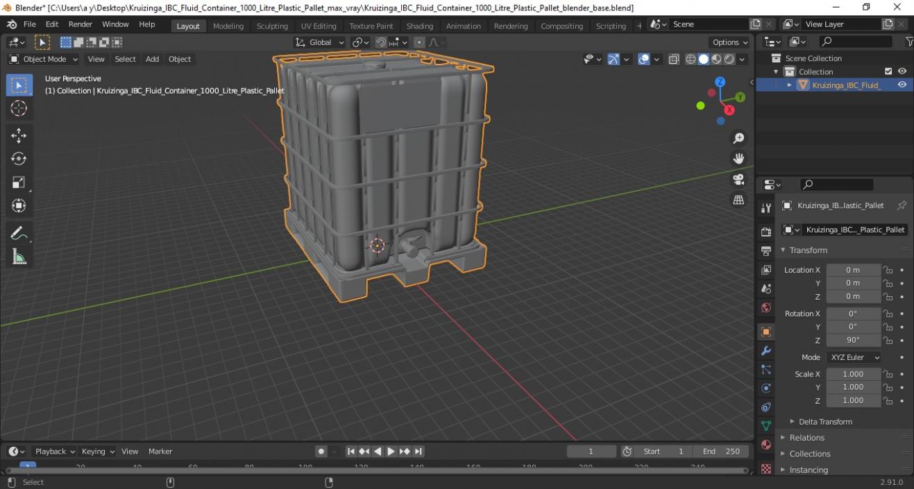 3D model Kruizinga IBC Fluid Container 1000 Litre Plastic Pallet