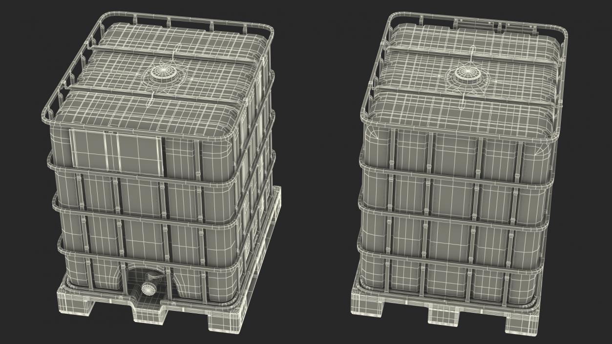 3D model Kruizinga IBC Fluid Container 1000 Litre Plastic Pallet