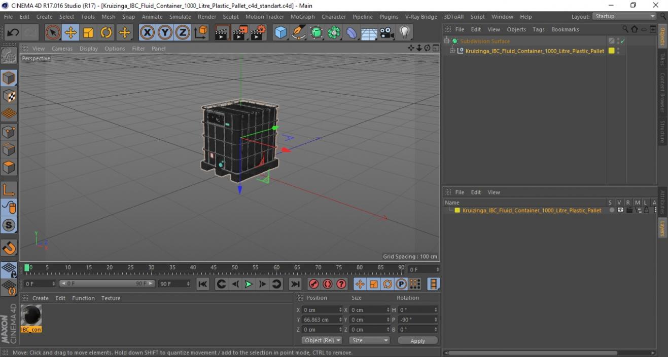 3D model Kruizinga IBC Fluid Container 1000 Litre Plastic Pallet