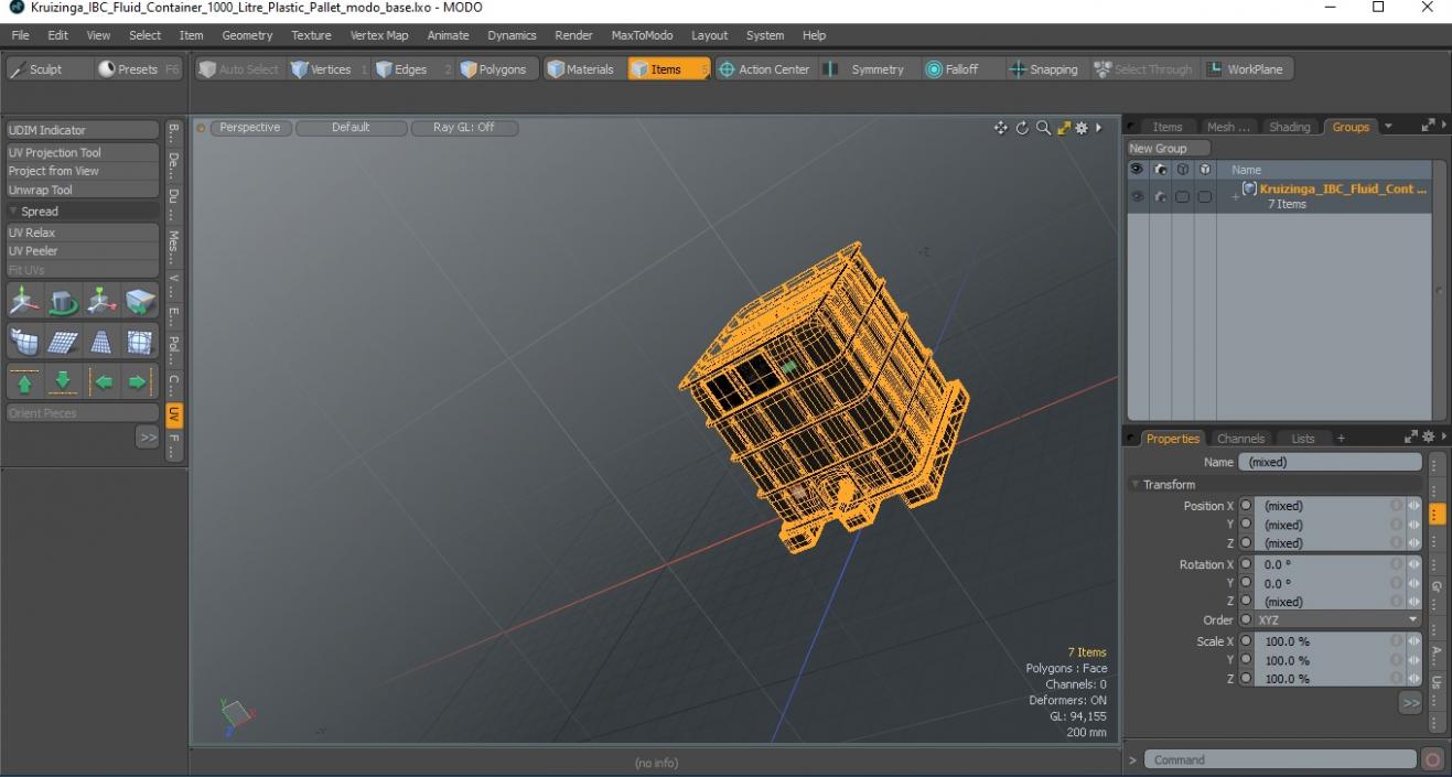 3D model Kruizinga IBC Fluid Container 1000 Litre Plastic Pallet