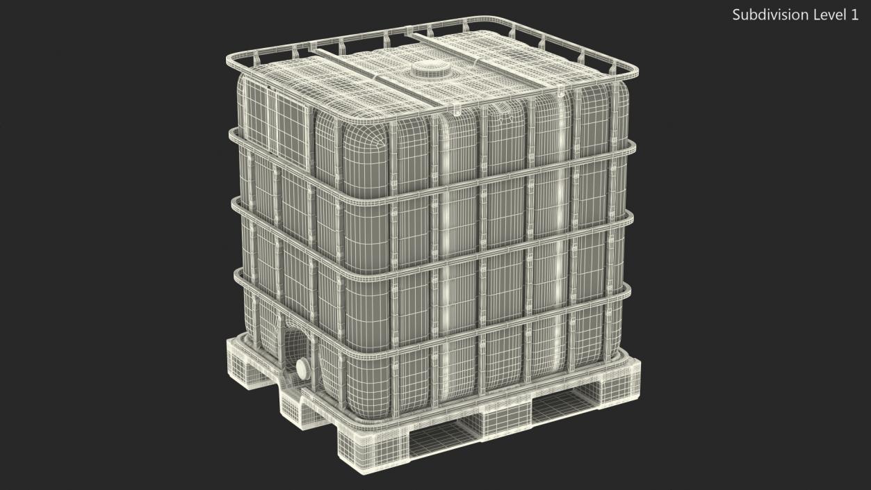 3D model Kruizinga IBC Fluid Container 1000 Litre Plastic Pallet