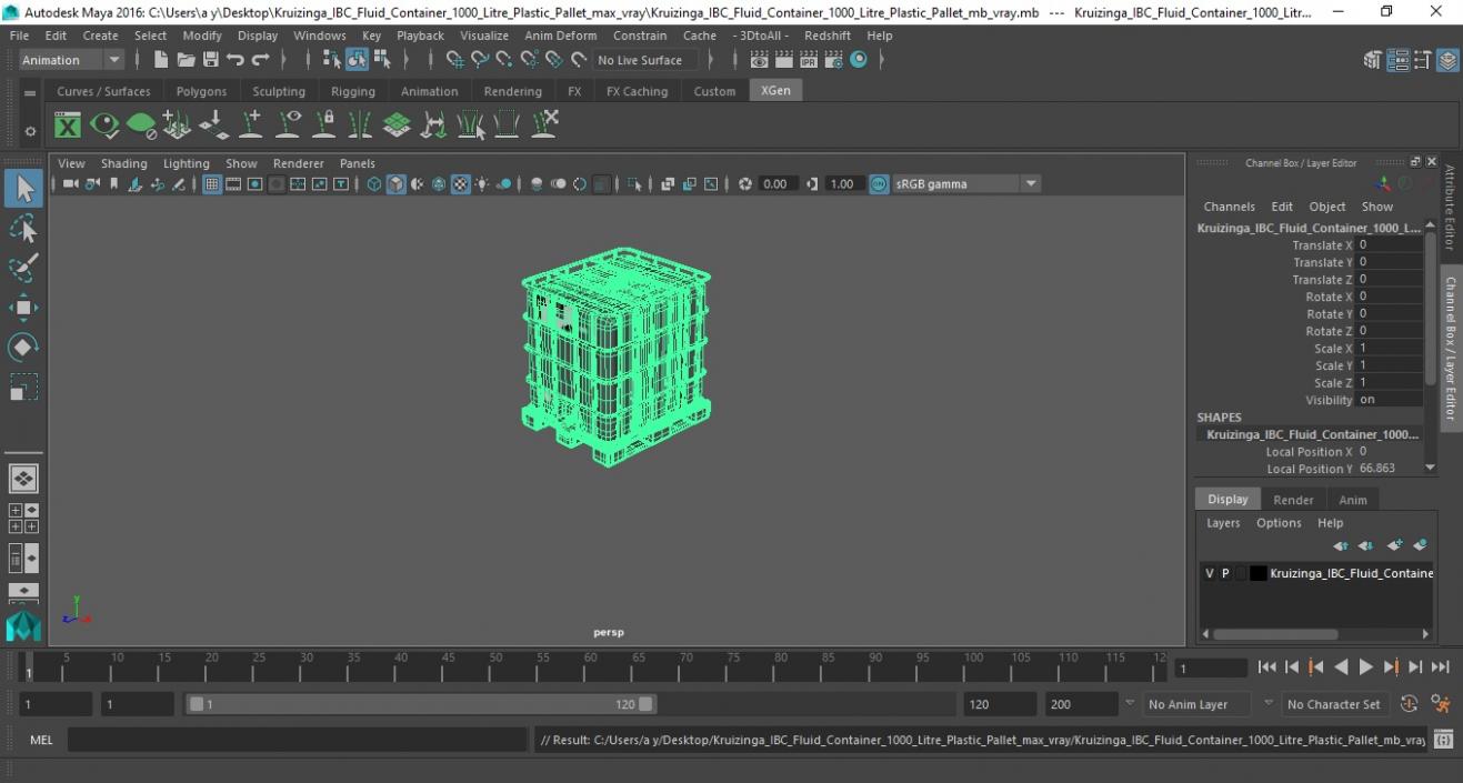 3D model Kruizinga IBC Fluid Container 1000 Litre Plastic Pallet