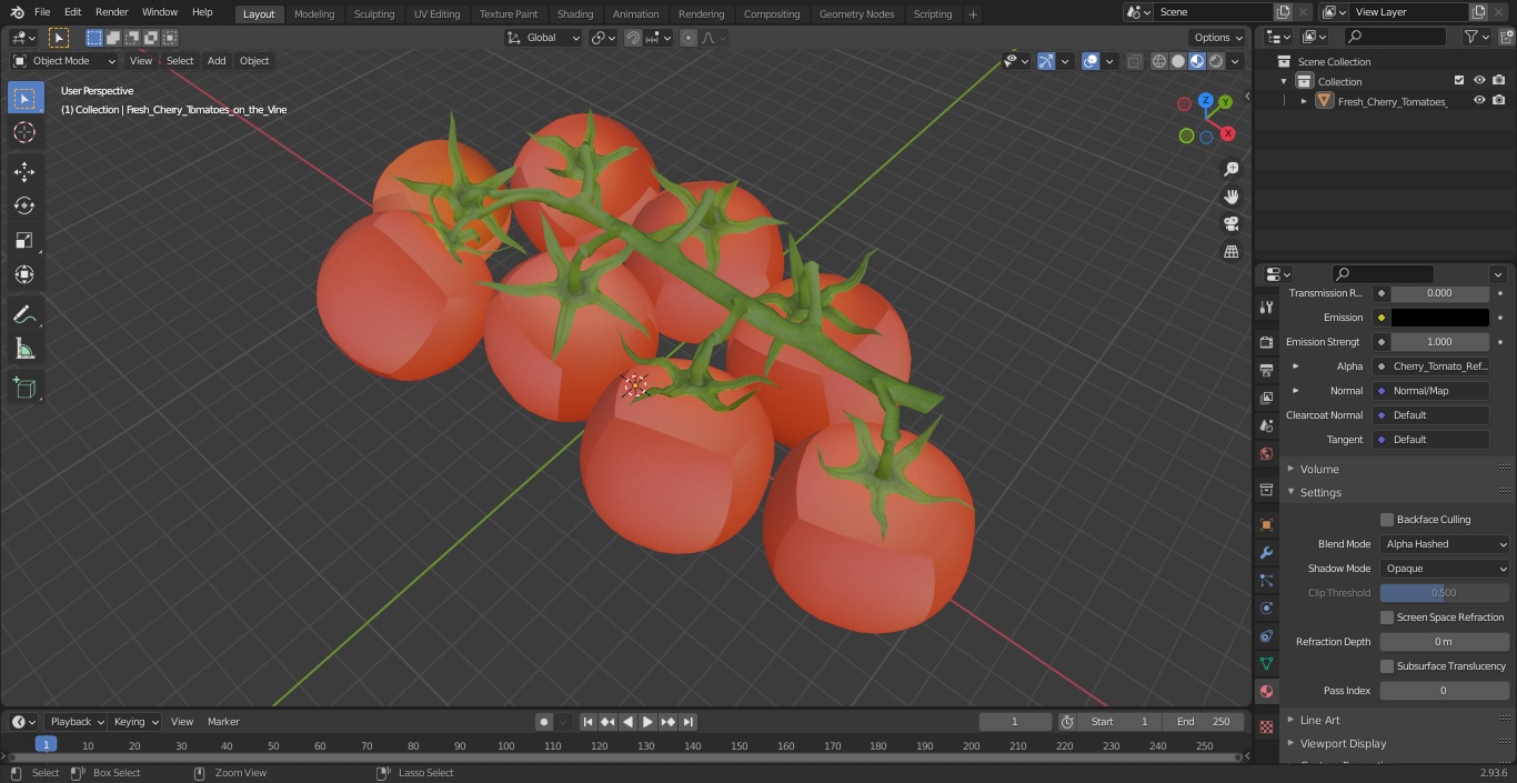 3D Fresh Cherry Tomatoes on the Vine model