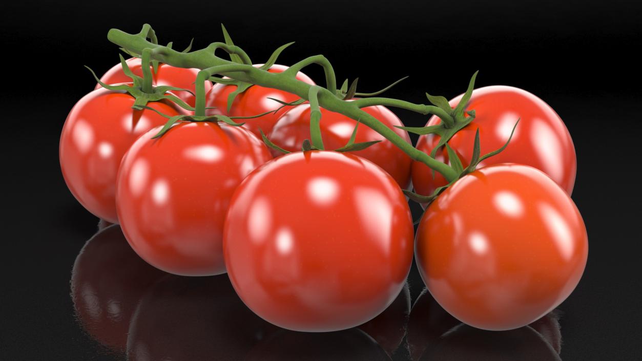 3D Fresh Cherry Tomatoes on the Vine model