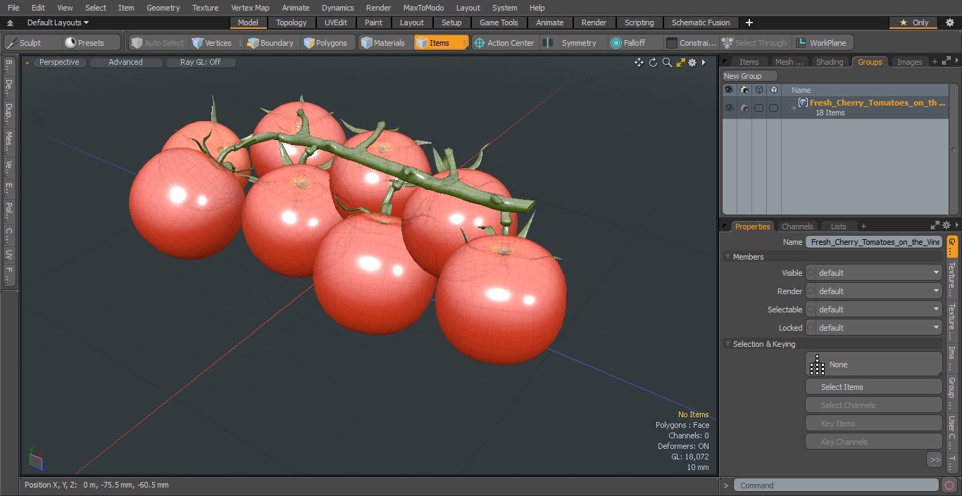 3D Fresh Cherry Tomatoes on the Vine model