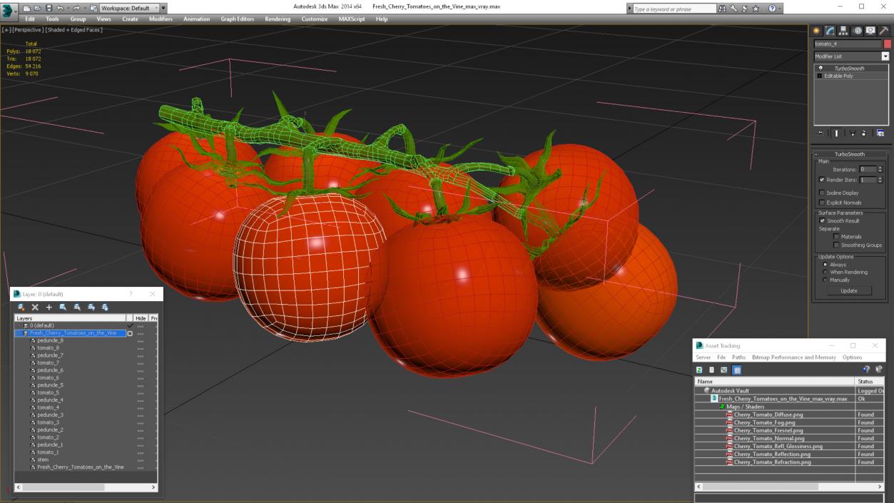 3D Fresh Cherry Tomatoes on the Vine model