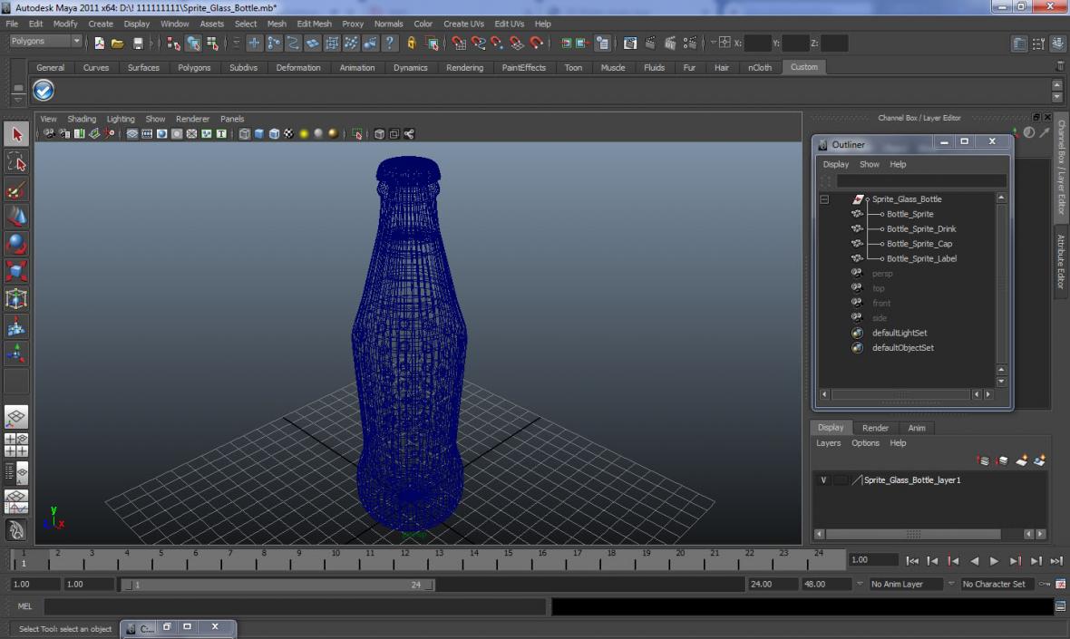 Sprite Glass Bottle 3D model