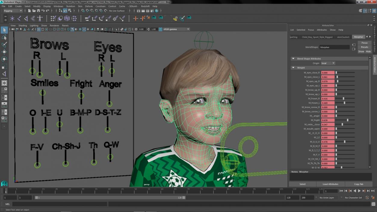 Child Boy Sport Style Rigged for Maya 3D