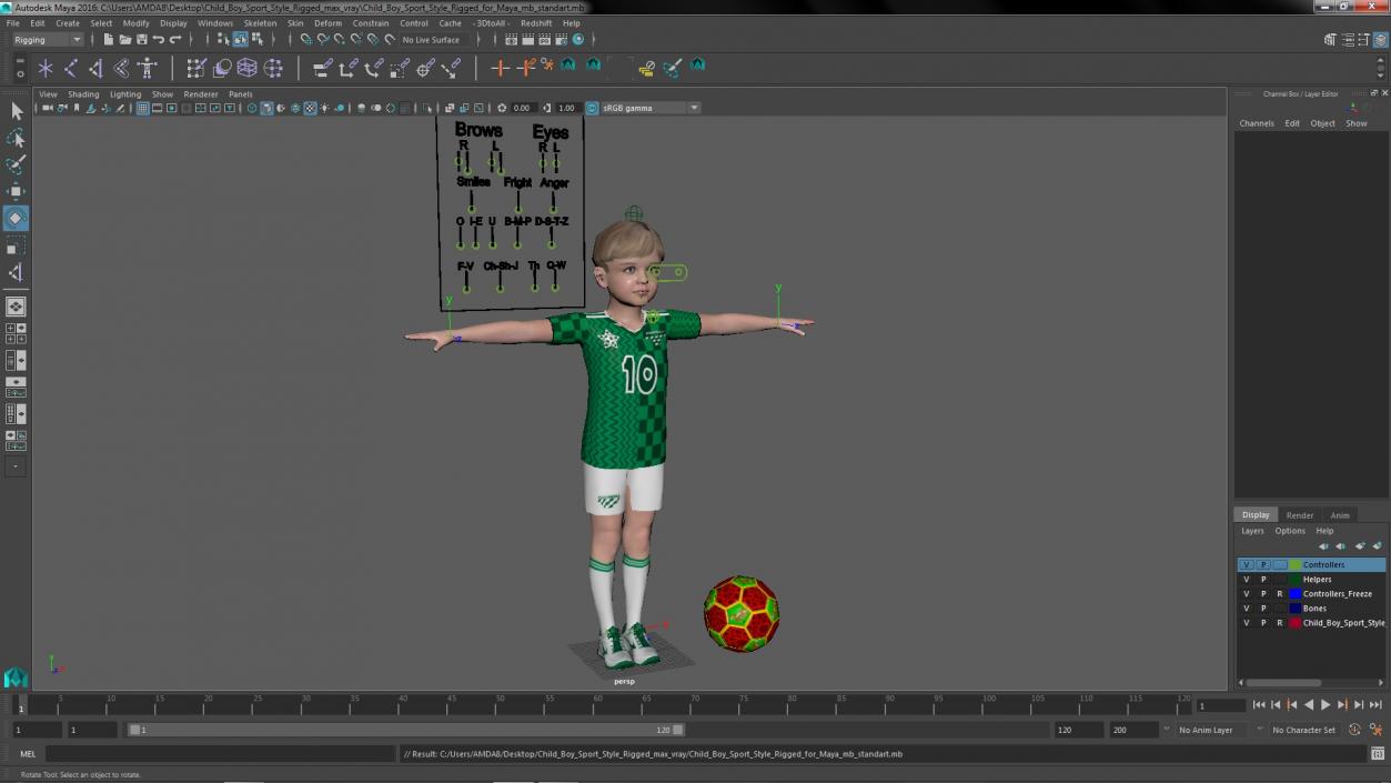 Child Boy Sport Style Rigged for Maya 3D