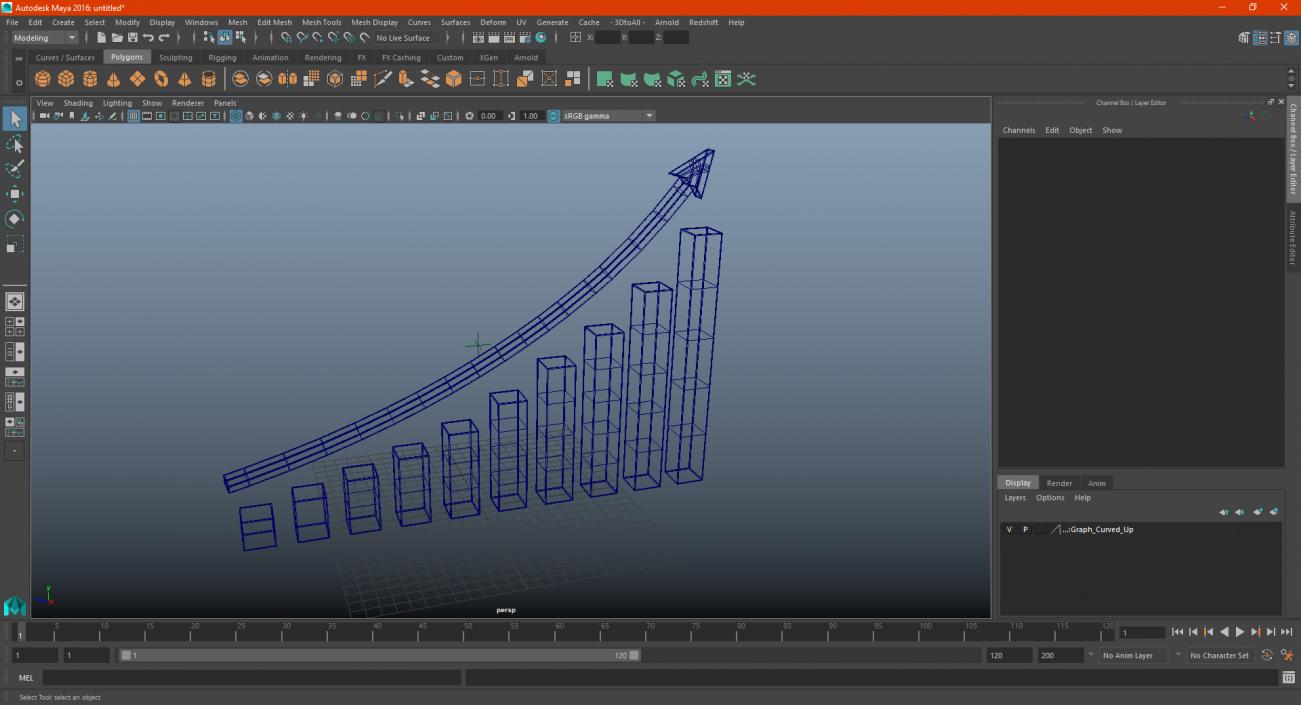 3D model Graph Curved Up