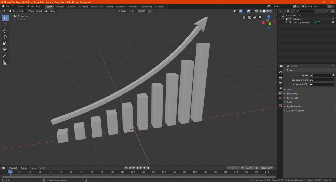 3D model Graph Curved Up