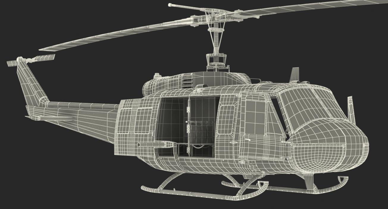 Air Medical Helicopter Bell Model 212 Rigged 3D model