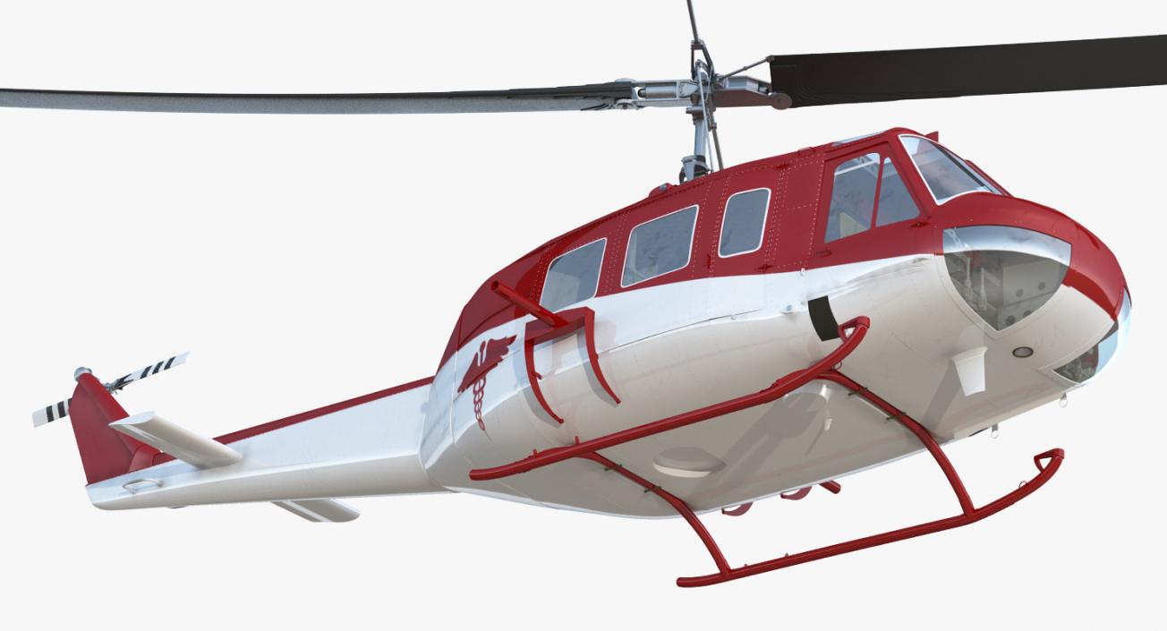 Air Medical Helicopter Bell Model 212 Rigged 3D model