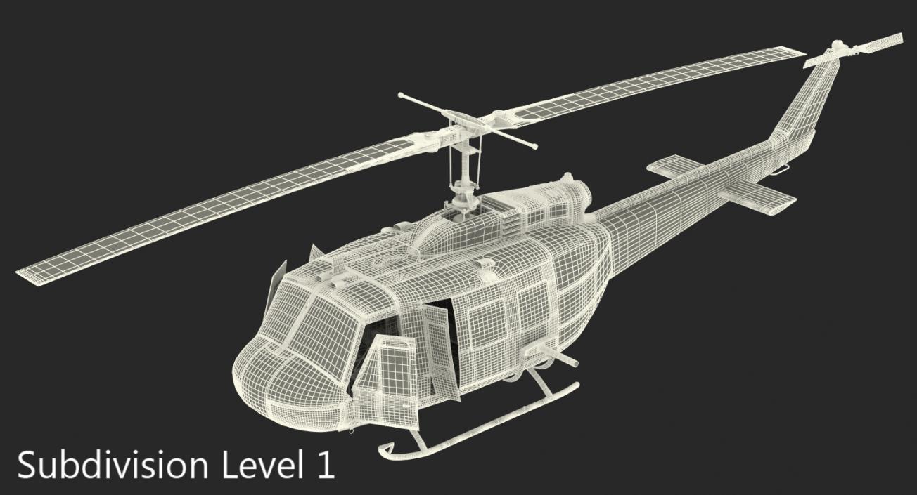 Air Medical Helicopter Bell Model 212 Rigged 3D model