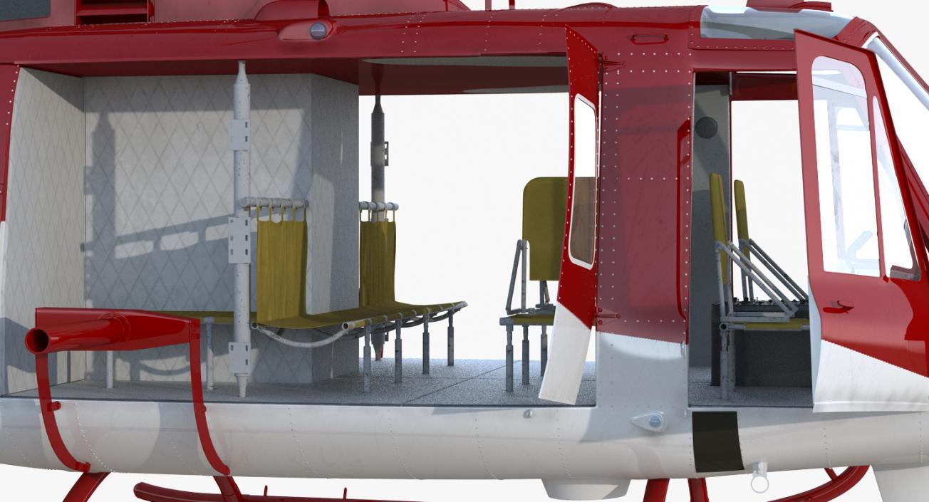 Air Medical Helicopter Bell Model 212 Rigged 3D model