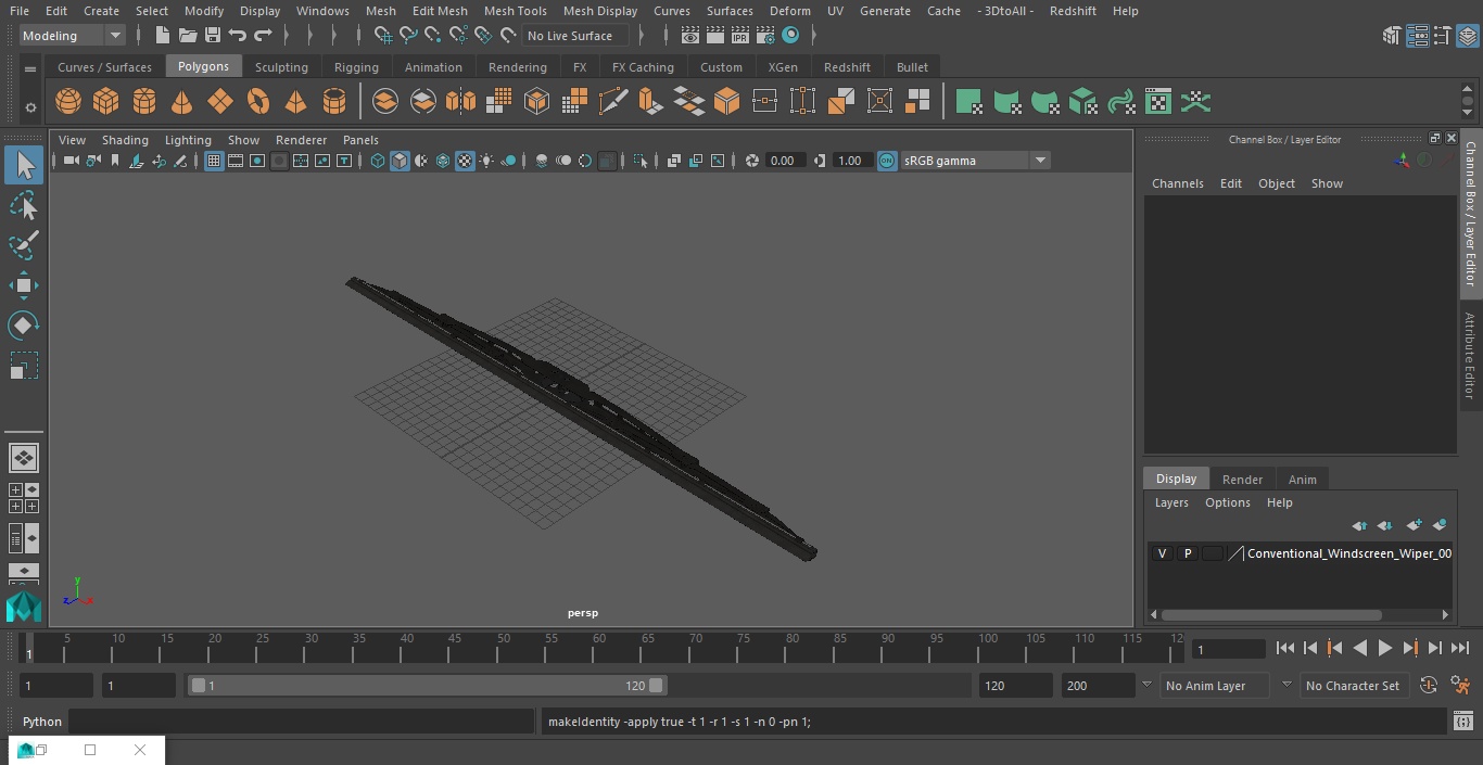 Conventional Windscreen Wiper 3D model