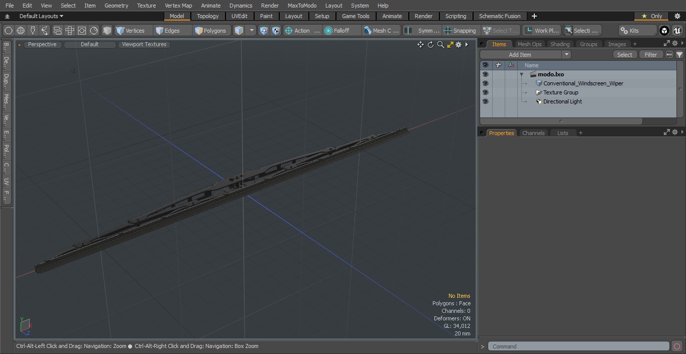 Conventional Windscreen Wiper 3D model