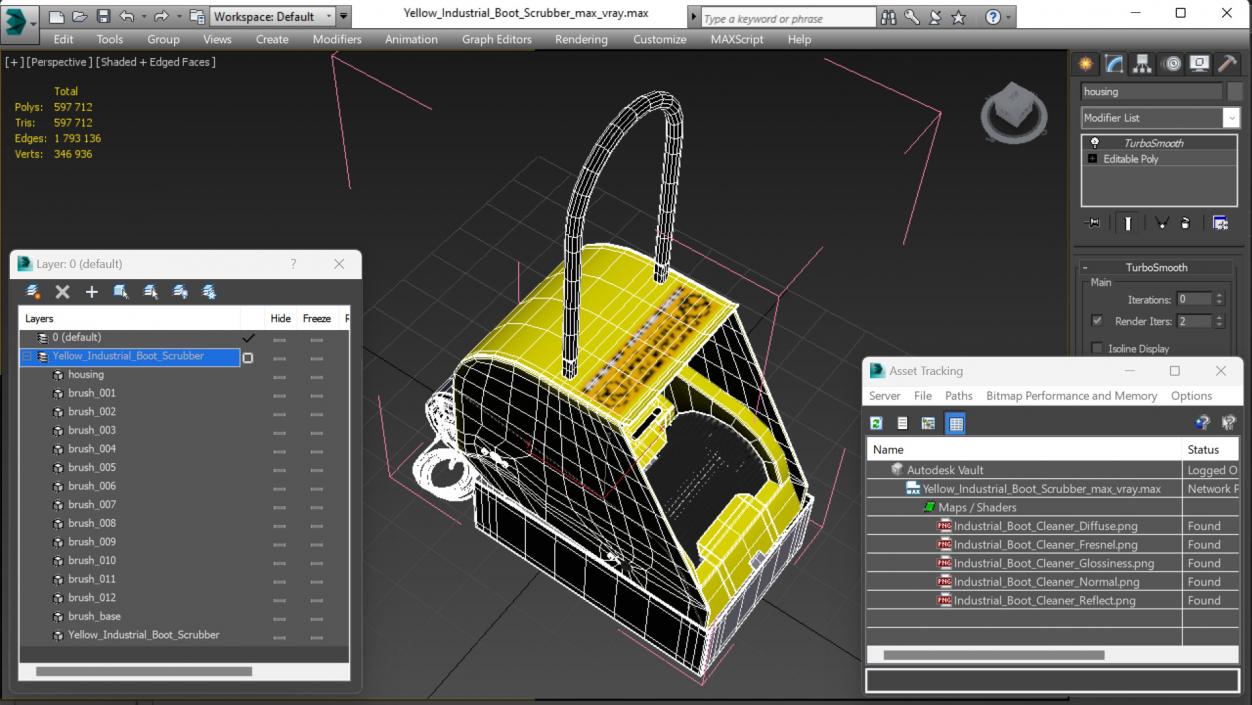 3D Yellow Industrial Boot Scrubber