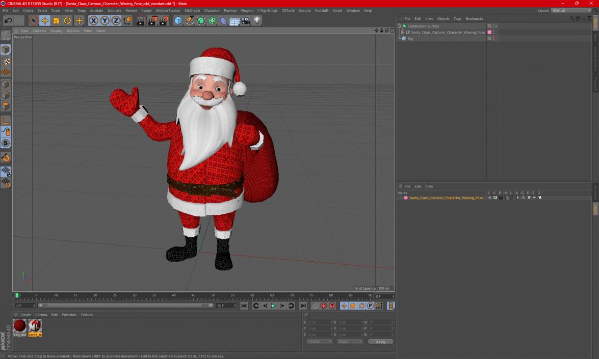 3D Santa Claus Cartoon Character Waving Pose