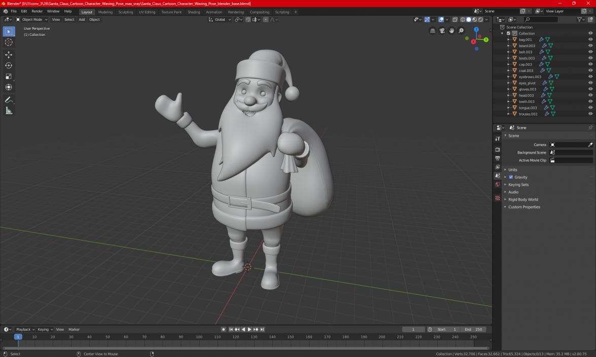 3D Santa Claus Cartoon Character Waving Pose