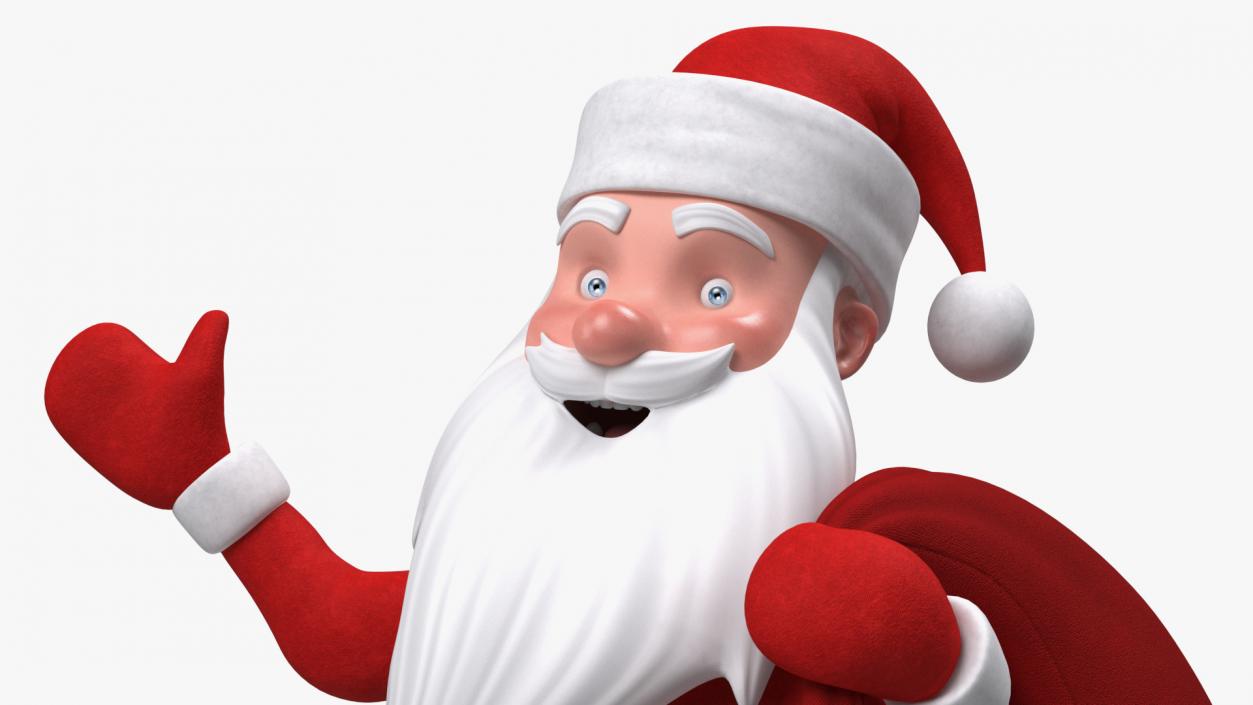 3D Santa Claus Cartoon Character Waving Pose