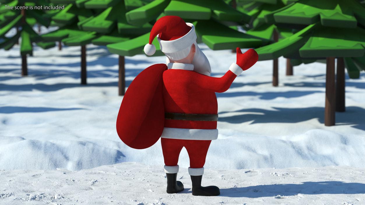 3D Santa Claus Cartoon Character Waving Pose