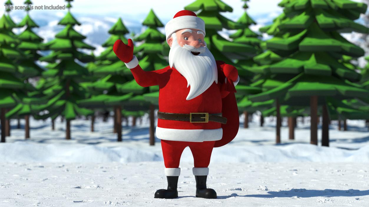 3D Santa Claus Cartoon Character Waving Pose