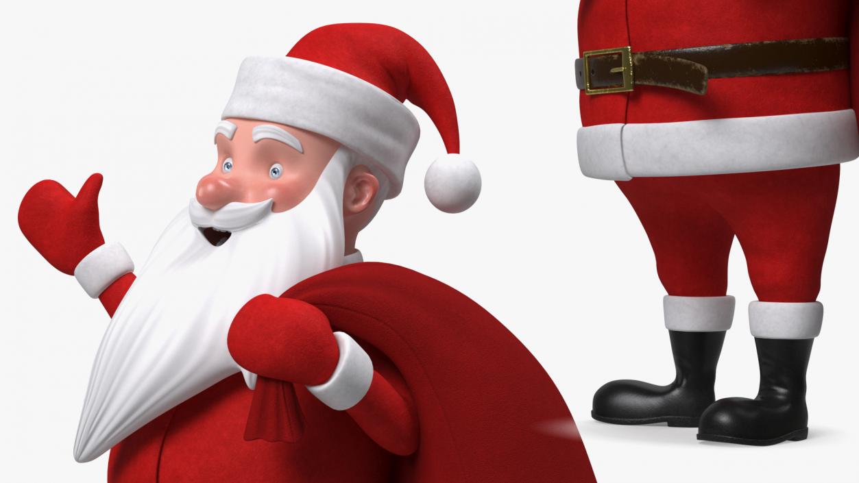 3D Santa Claus Cartoon Character Waving Pose