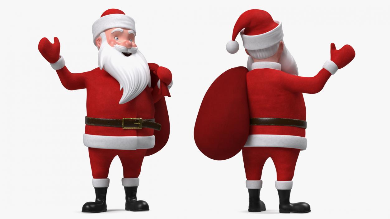 3D Santa Claus Cartoon Character Waving Pose