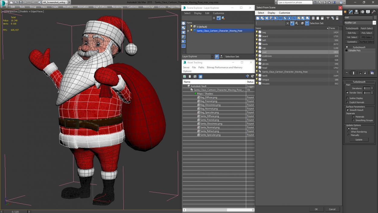 3D Santa Claus Cartoon Character Waving Pose