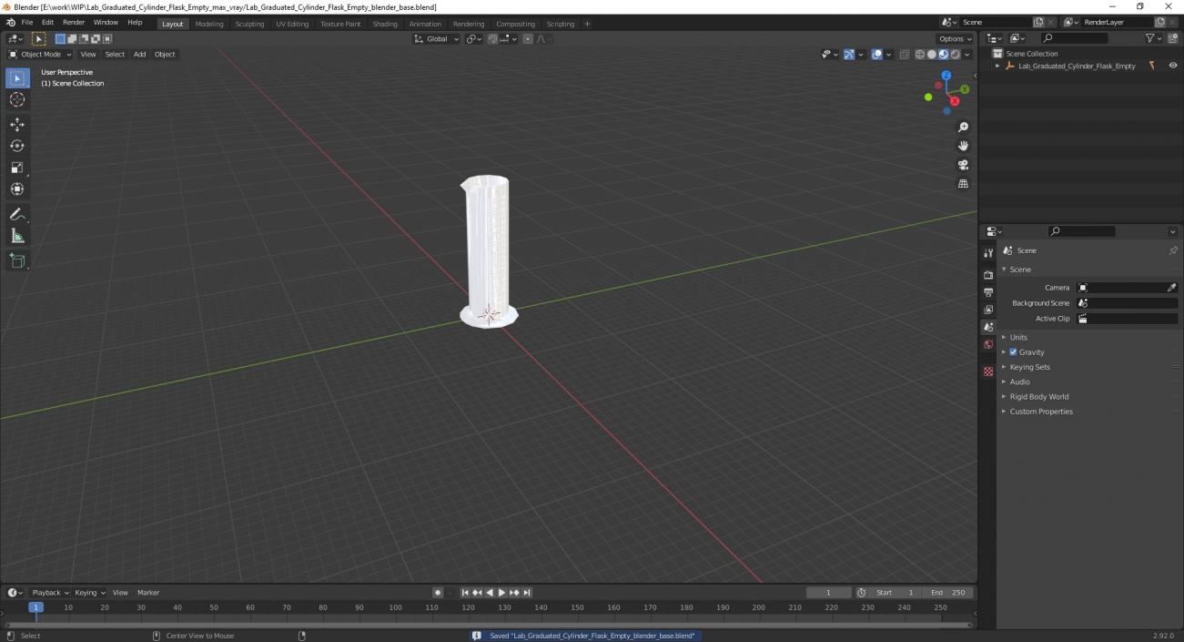 Lab Graduated Cylinder Flask Empty 3D model