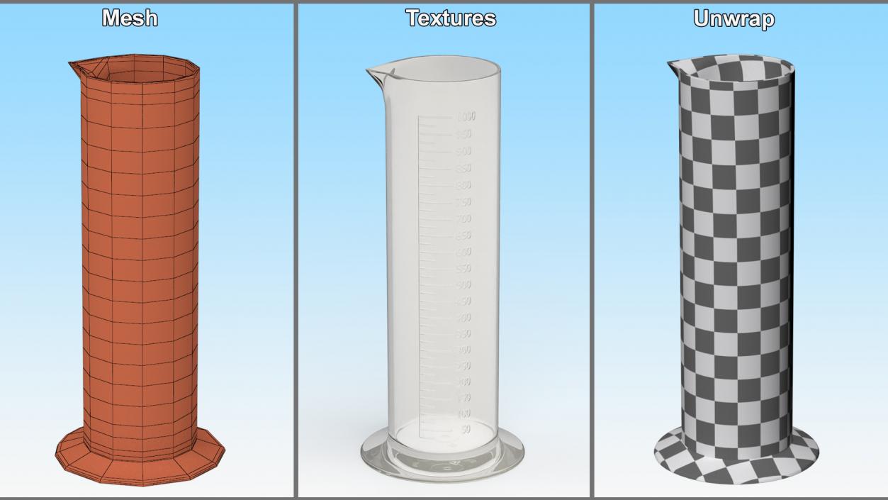 Lab Graduated Cylinder Flask Empty 3D model