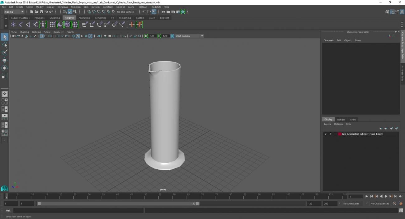 Lab Graduated Cylinder Flask Empty 3D model